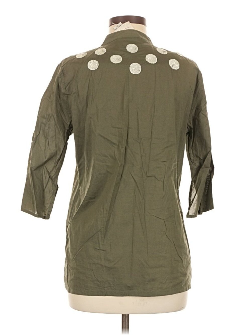 Figue for India Hicks Olive Embellished Evil Eye Tunic Blouse Size M - Picture 4 of 8